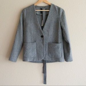 Madewell Carrington Wool Gray Belted Blazer Jacket